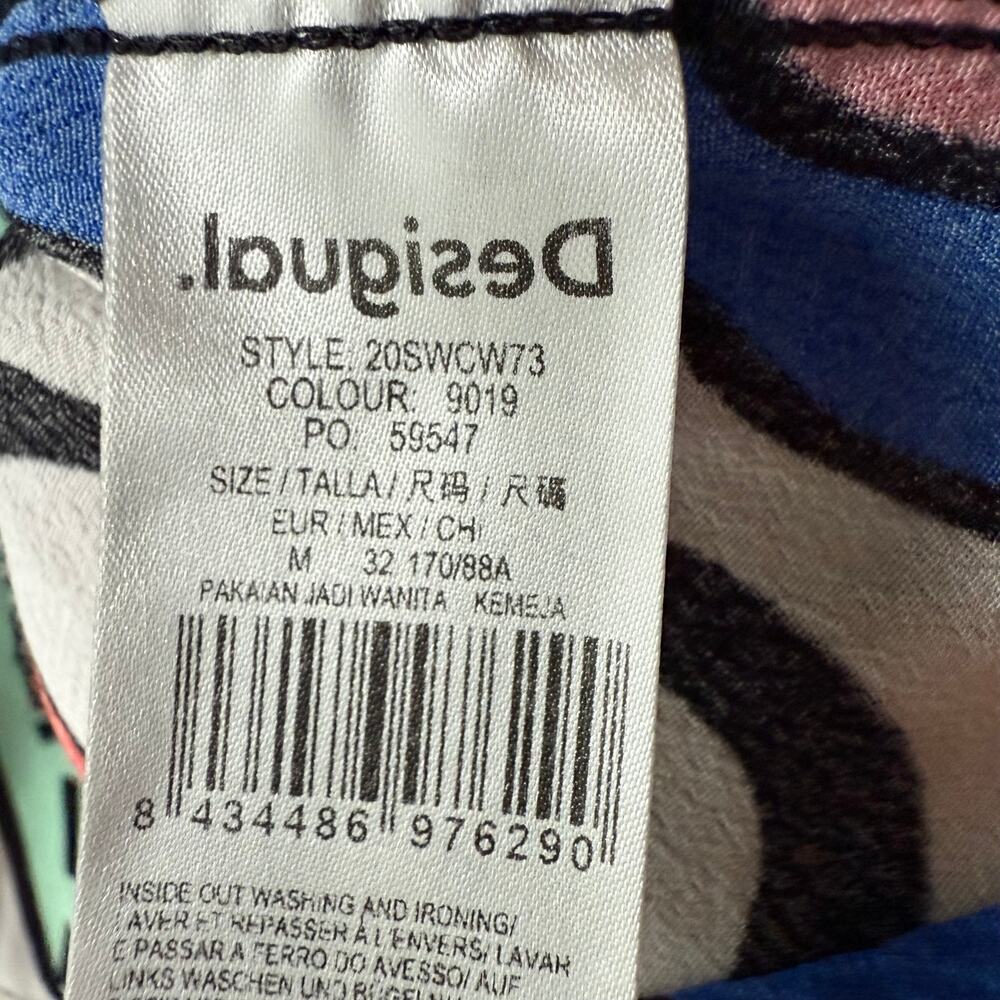 Desigual Calabria shirt multicolored arty graphic bold black collar shirt Size M - Picture 3 of 10